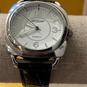 Like New Gossip Watch W/Black Leather Strap